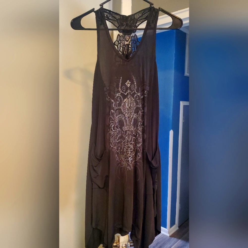 Christina love black lace back dress